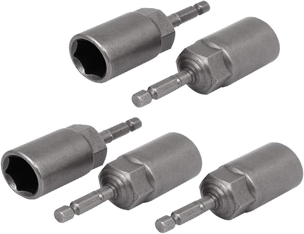 New Lon0167 83mm Length Featured 7mm Hex drill reliable efficacy hole 18mm Hexagonal Deep Socket Nut Driver Bit Gray 5pcs(id:07a 7b 7a 06f)