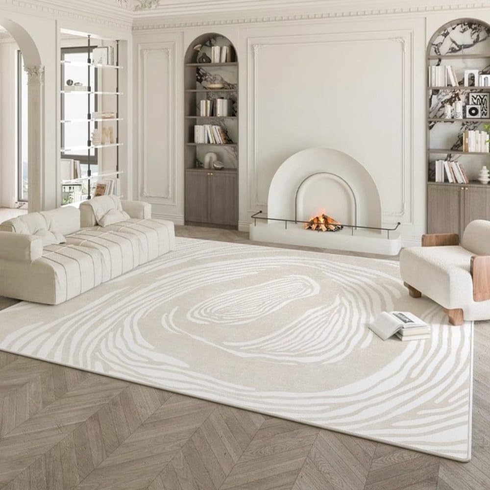 Tapis à rayures blanches crème 100x150 cm minimaliste YHT140