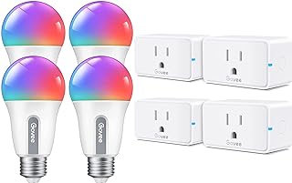 Govee Smart Plug, WiFi Bluetooth Outlets 4 Pack Bundle with Govee Smart Light Bulbs, WiFi Bluetooth Color Changing Light Bulbs Work with Alexa and Google Assistant