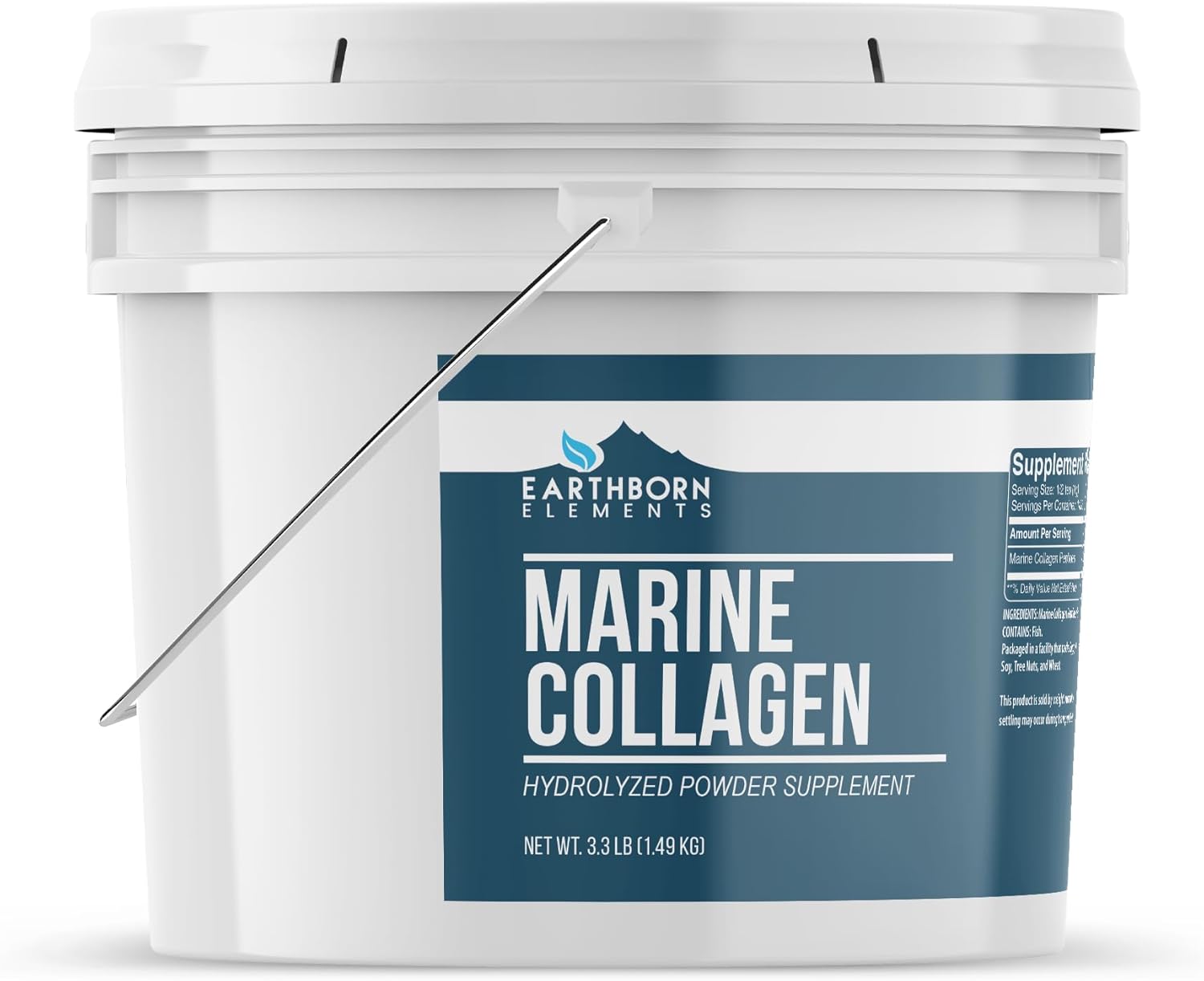 Earthborn Elements Hydrolyzed Marine Collagen Peptides Powder 1 Gallon Bucket, Pure & Undiluted, Dietary Supplement (52.8 Ounce)