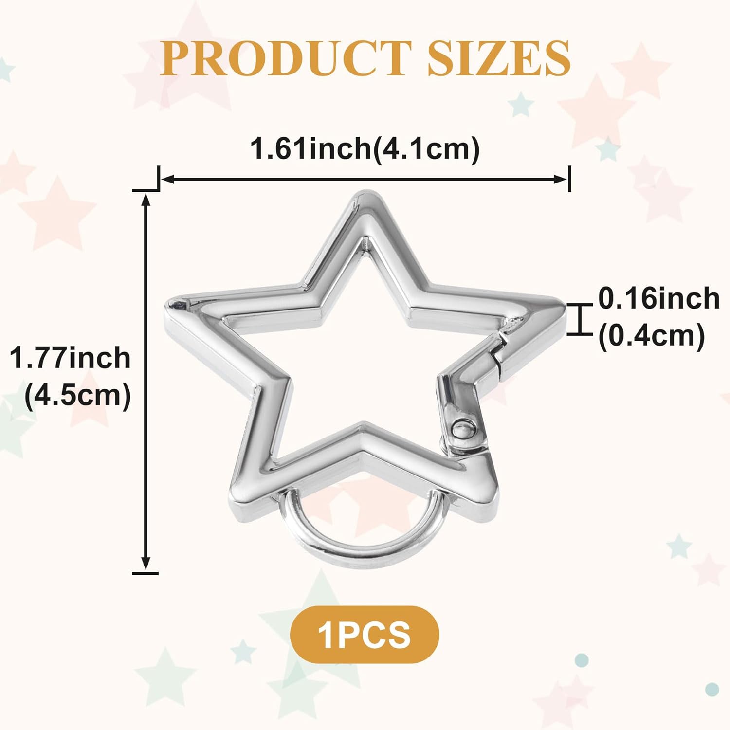 Star Carabiner, Zinc Alloy Heavy Duty Star Shaped Keychain Clip, Carabiner Clip for Camping, Hiking, Fishing - Image 2