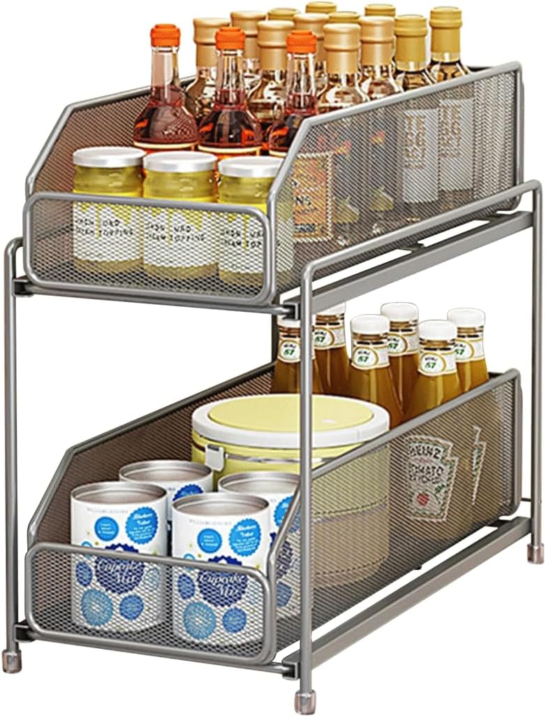 Multi Layer Pull Out Shelf Under Sink Cabinet Rack for Kitchen and Bathroom Storage，46023，46023
