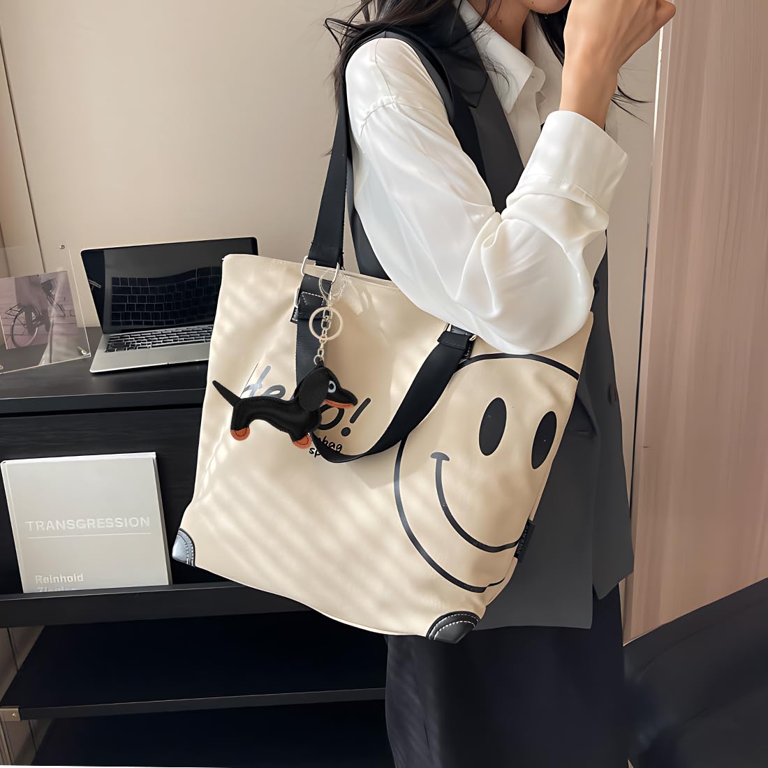 Set Di 4 Portachiavi Bassotto – Pelle Marrone/Beige E Peluche, Regalo Per Amanti Degli Animali, Accessorio Per Borse E Chiavi