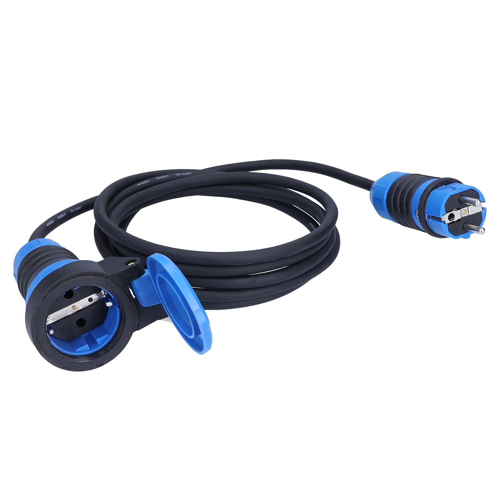 as - Schwabe DuroConn - Prolunga da 10 m, H07RN-F 3G2,5, IP54, per esterni, 230 V, 16 A, 3500 W, con indicatore di tensione e coperchio a ribalta