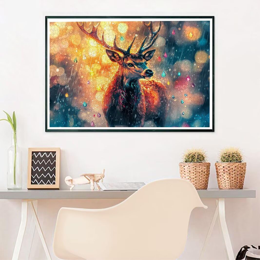 Puzzle 3000 elementów jelenia, 3000 elementów puzzli dla dorosłych, gra koncentracyjna, 122 x 81 cm duże drewniane puzzle do dekoracji domu, gra logiczna ze zwierzętami dla całej rodziny, prezent dla