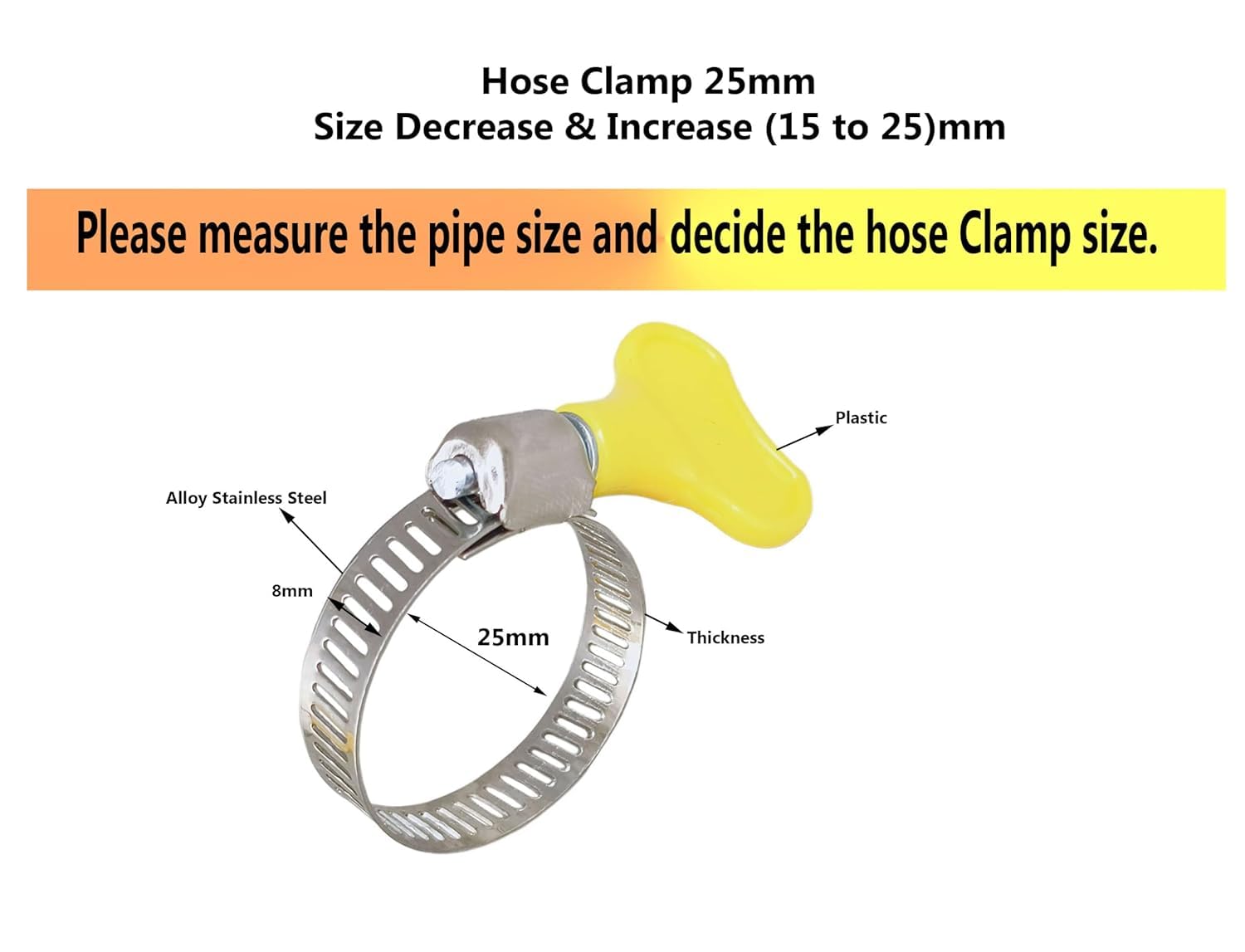 ESEKSAFAR Plastic Turn key Easy Adjustable Butterfly Hose clamp Pipe clip set (10pc 1"inch) 2