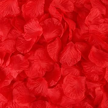 1000Pcs Red Artificial Rose Petals for Valentines Day, Propose, Wedding, Table Scatter Decoration