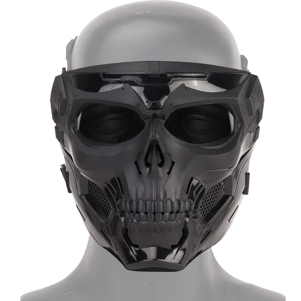 NINAT Airsoft Masks Full Face Skull Tactical Mask with PC Lens Eye Protection for CS Survival Games BBS Gun Shooting Halloween Cosplay Movie Props Scary Masks