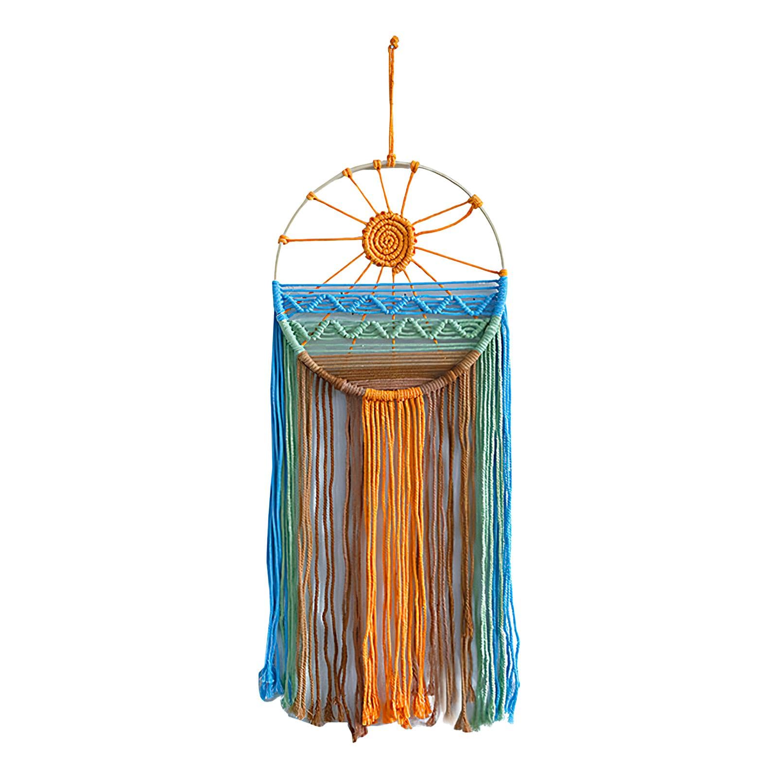 GOGLAM Arazzo Da Parete In Macramè Bohémien – Decorazione Con Sole E Acchiappasogni Colorato, Fatto A Mano, 60x30 Cm Per Soggiorno