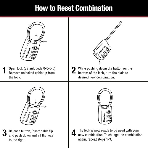 Miniatura 5 de Master Lock Establece tu propia combinación de candado de equipaje aprobado por la TSA, el candado con cremallera de viaje es perfecto para maletas,