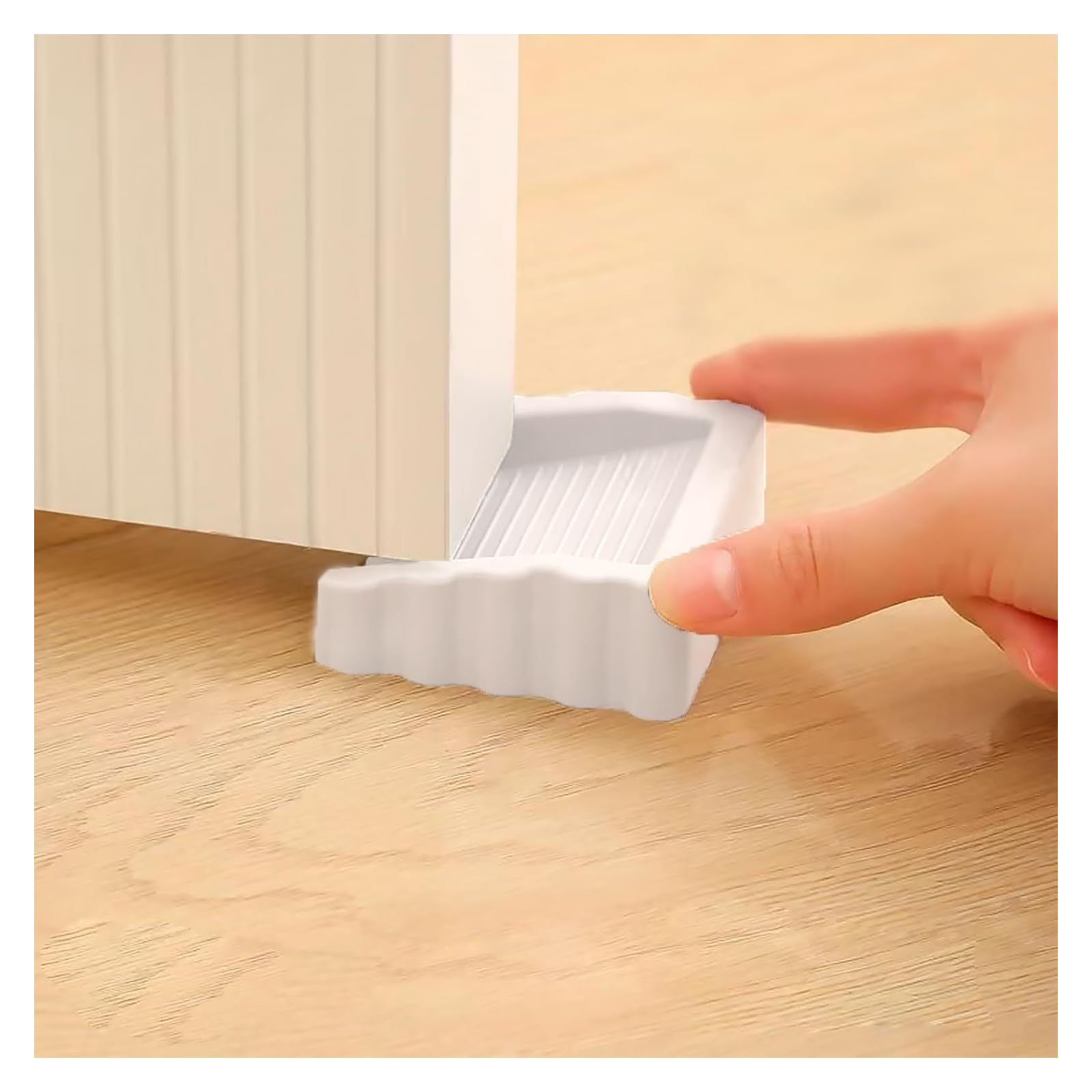 Keqkev Whitex2 Rubber Door Stoppers Wedge,Bidirectional Door Stops,Small Size Cube Doorstop For Carpet Duty Door,Door Gaps (White 2 Pack)