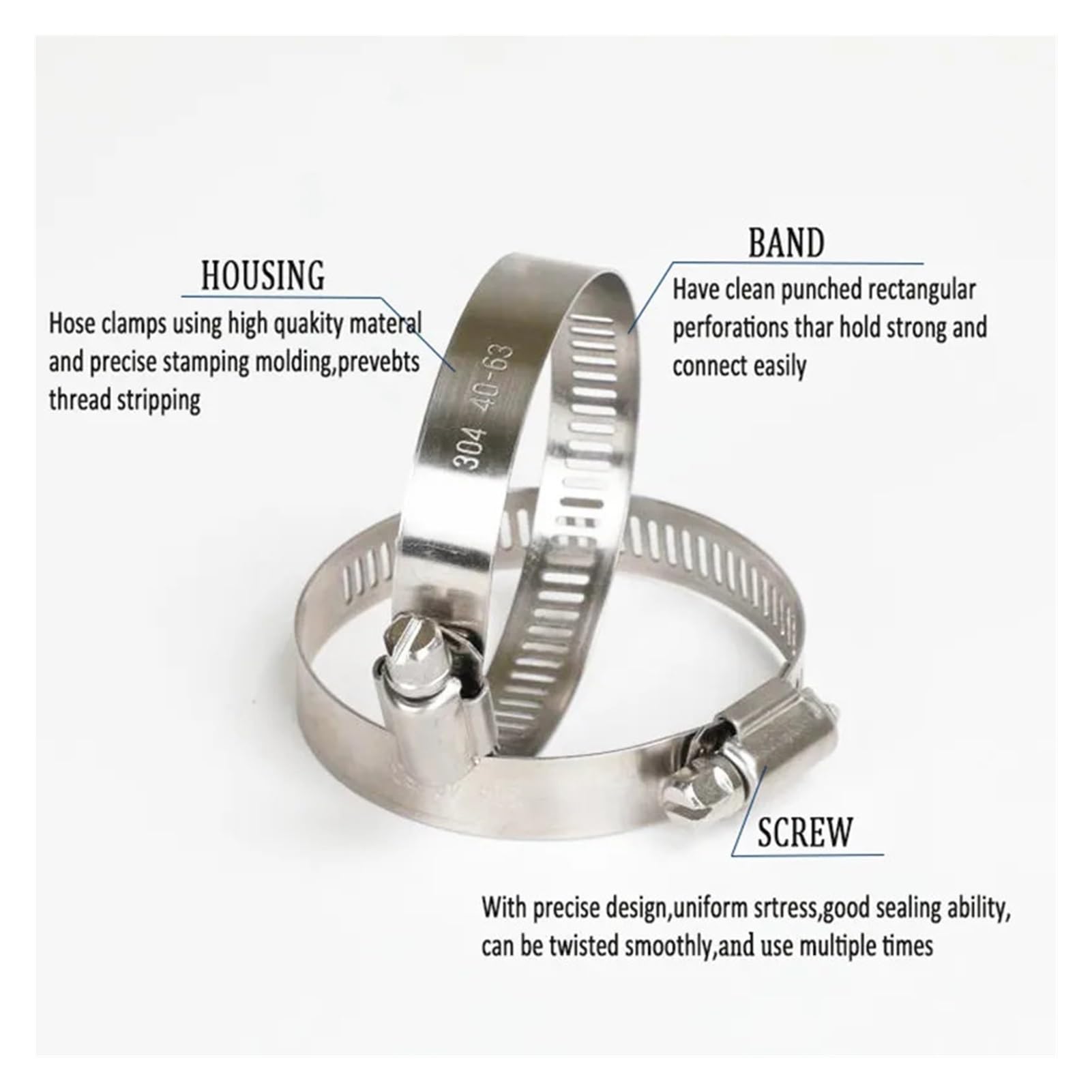 Abrazadera Pesada Acero Inox Impulso De Tornillo Fijación | Amplia gama, resistente al óxido, abrazadera fuerte, revestimiento múltiple.(600-700mm)