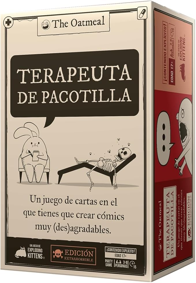 Exploding Kittens | Terapeuta De Pacotilla | Juego de Cartas para Adultos y Grupos de Amigos | A Partir de 17 Años | De 3 a 8 Jugadores | 15 Minutos por Partida | Español