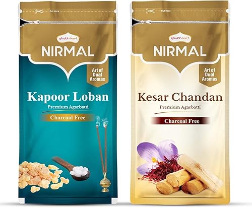 Nirmal Kapoor Loban & Kesar Chandan - Fragancia prémium de 200 varillas de incienso Agarbatti por Shubhkart (paquete de 2)
