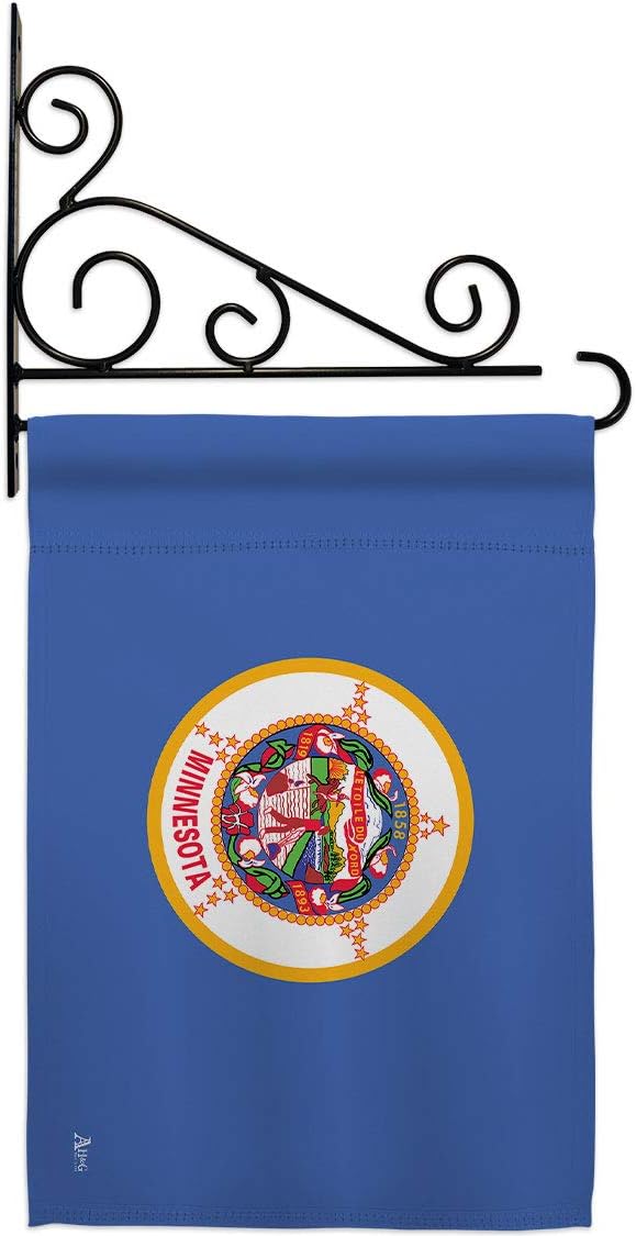 Minnesota Garden Flag Set Wall Holder Americana States USA American Territories Republic Country Particular Area Small Decorative Gift Yard House Banner Made In 13 X 18.5