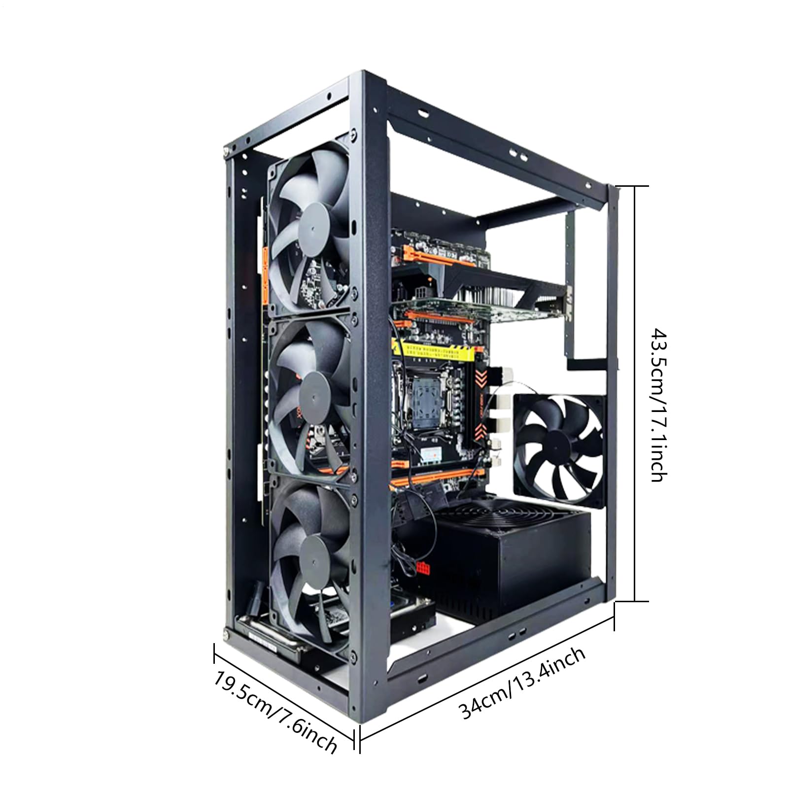 per PC - in alluminio impilabile, sostituzione del case del computer | aperto | Supporto per scheda madre con spazio per ventola per ATX ATX Mini ITX, banco di prova e dissipazione d
