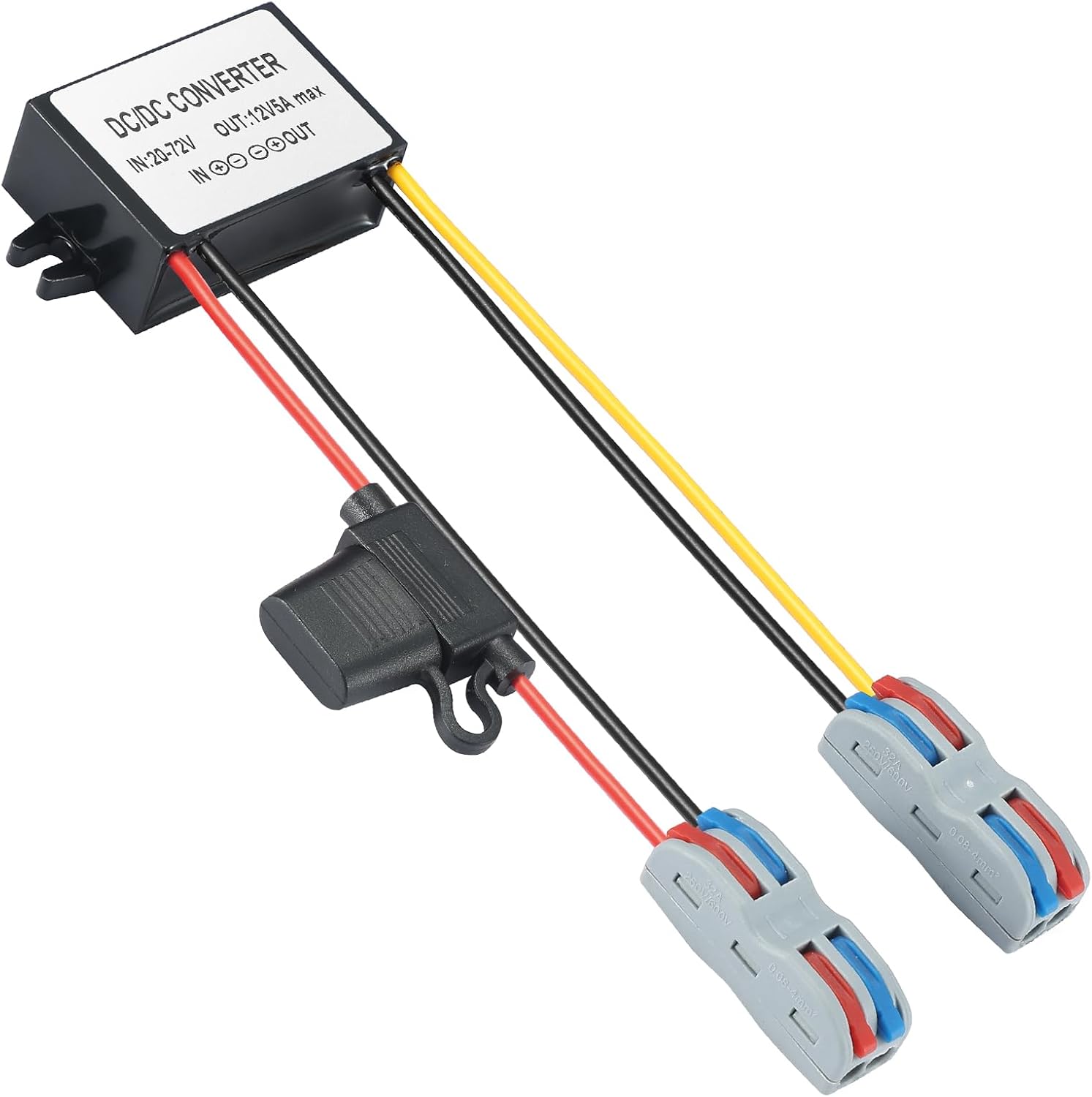 IP67 Waterproof DC-DC Converter 17-72V to 12V 5A 60W - Voltage Regulator for Trucks, Tractors, Solar Systems (Dust/Shock Proof)