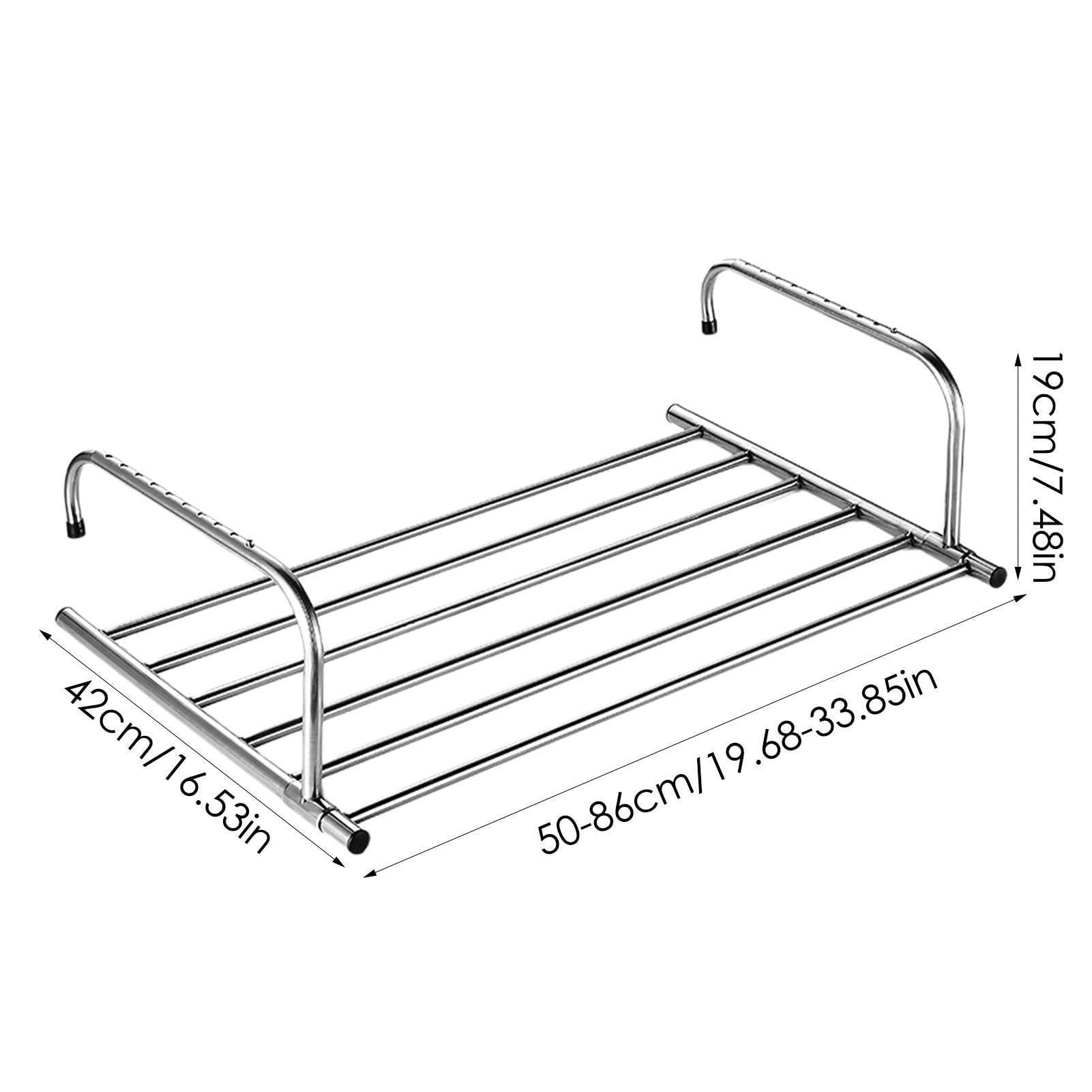 Tendedero de ropa para balcón, perchas, tendedero de ropa, radiador de bar, tendedero con longitud ajustable y diseño telescópico, estante colgante para balcón, dormitorio, terraza
