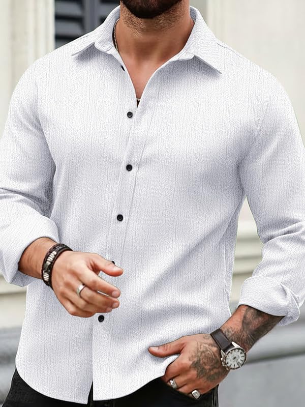 Image of Men Popcorn Shirt Trendy Stylish Casual Look Formal Office Office Party Daily Use Comfortable Fashion Shirt Outfit