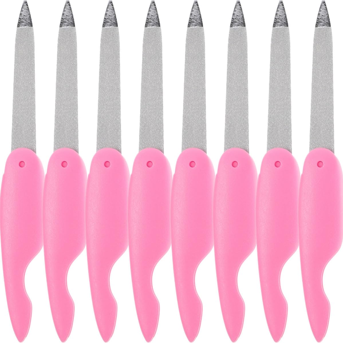 CRAFTHROU 8 Limas de Uñas Plegables de Metal Rosa Diseño Delicado y Superficie para Lijado, Herramienta Práctica para Manicura en Salón o Uso Personal