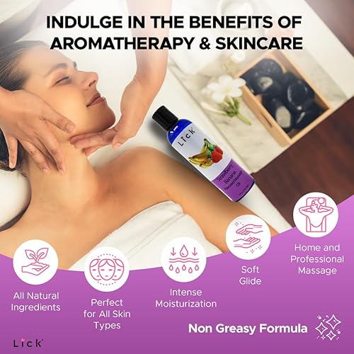 Miniatura 4 de Aceite de masaje con sabor a fresas y plátano con vitamina E, aceite de masaje corporal comestible vegano para mujeres y hombres con aceite de