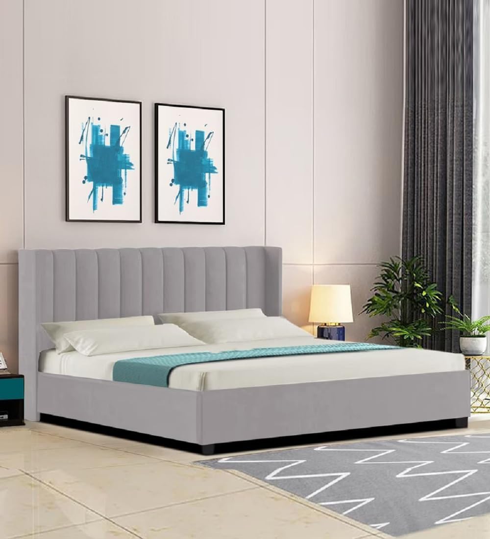 WOOD EMPIRE Solid Wood Queen Size Platform Upholstered Bed Without ...