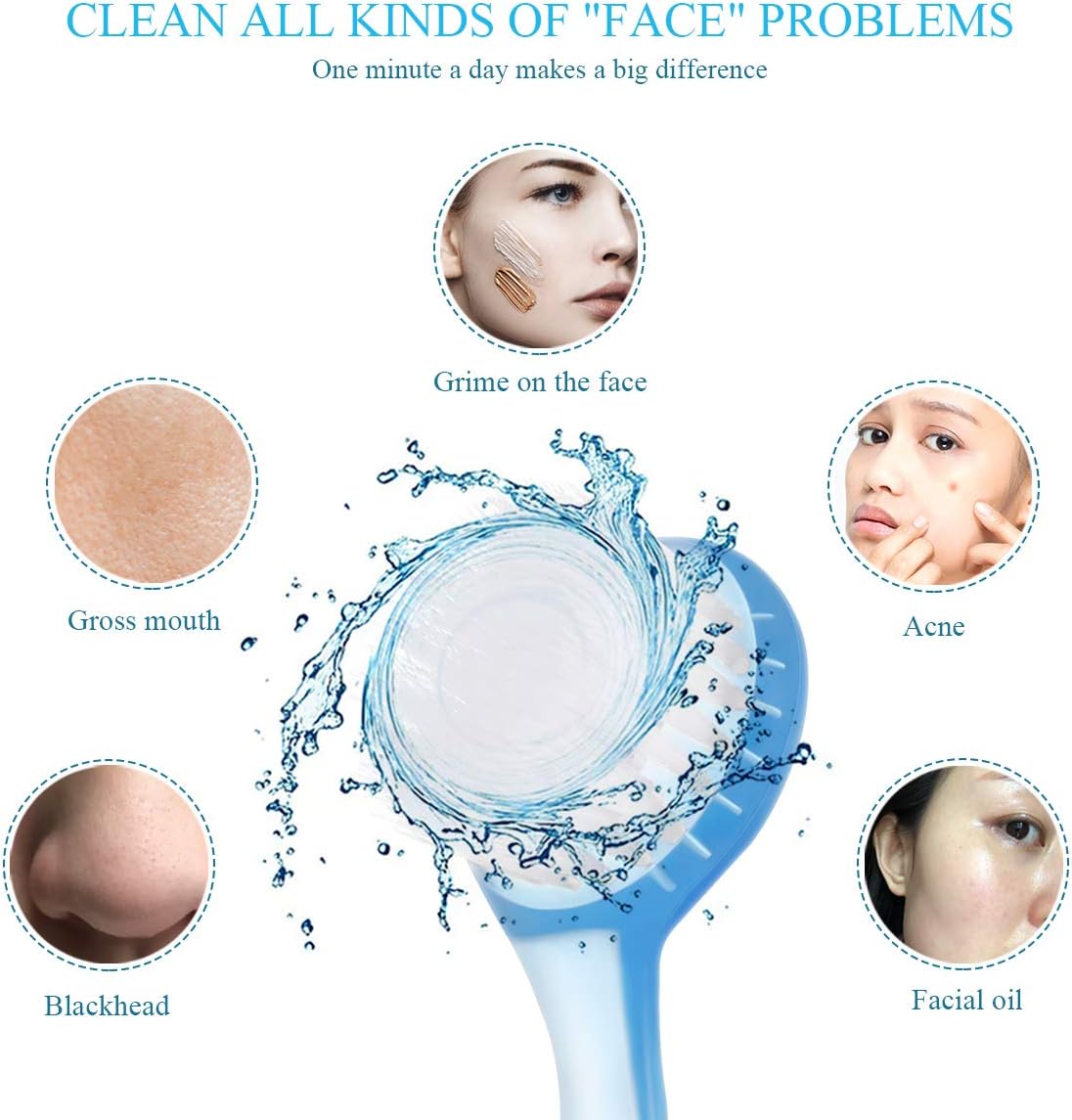 ARTIBETTER Facial Scrubber Exfoliating Face Brush Set with Cap 8 Pcs Manual Face Brush for Deep Pore Cleansing Makeup Removal and Skin Massage