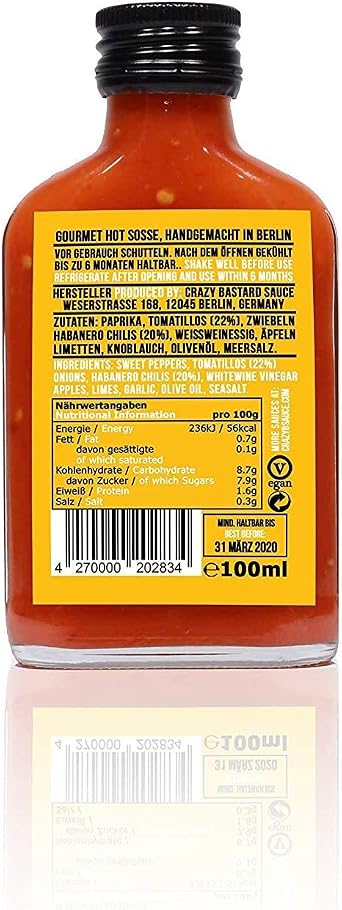 Crazy Bastard Sauce - Sample Set of 3 Hot Chili Sauces - Chipotle & Pineapple, Habanero & Tomatillo, and Ghost Pepper & Mango (3 x 100ml)
