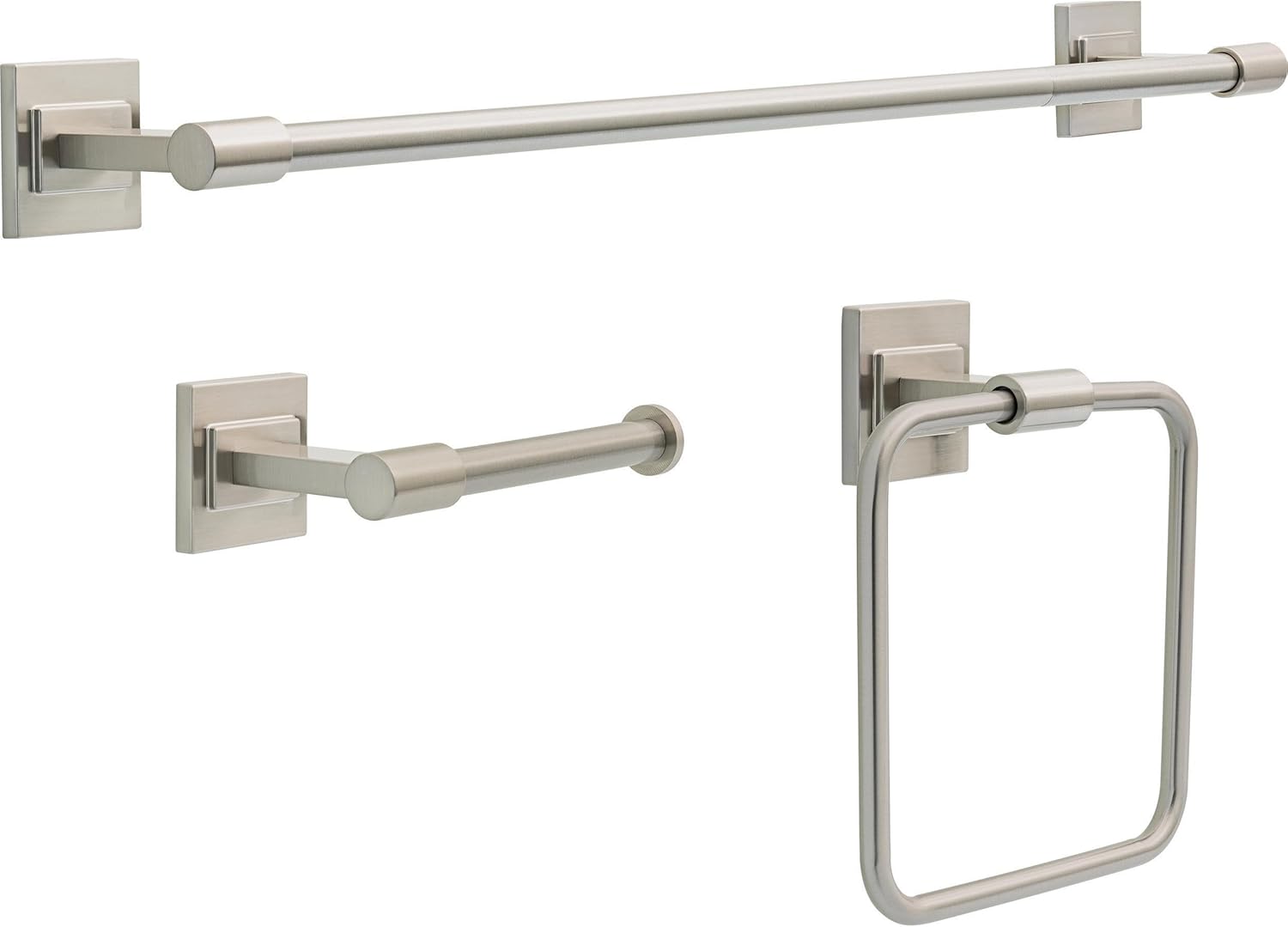 Delta Faucet McLaren 3-Piece Bathroom Set, SpotShield Brushed Nickel, 18"/24" Towel Rack, Toilet Paper Holder, Ring MCL63-BN