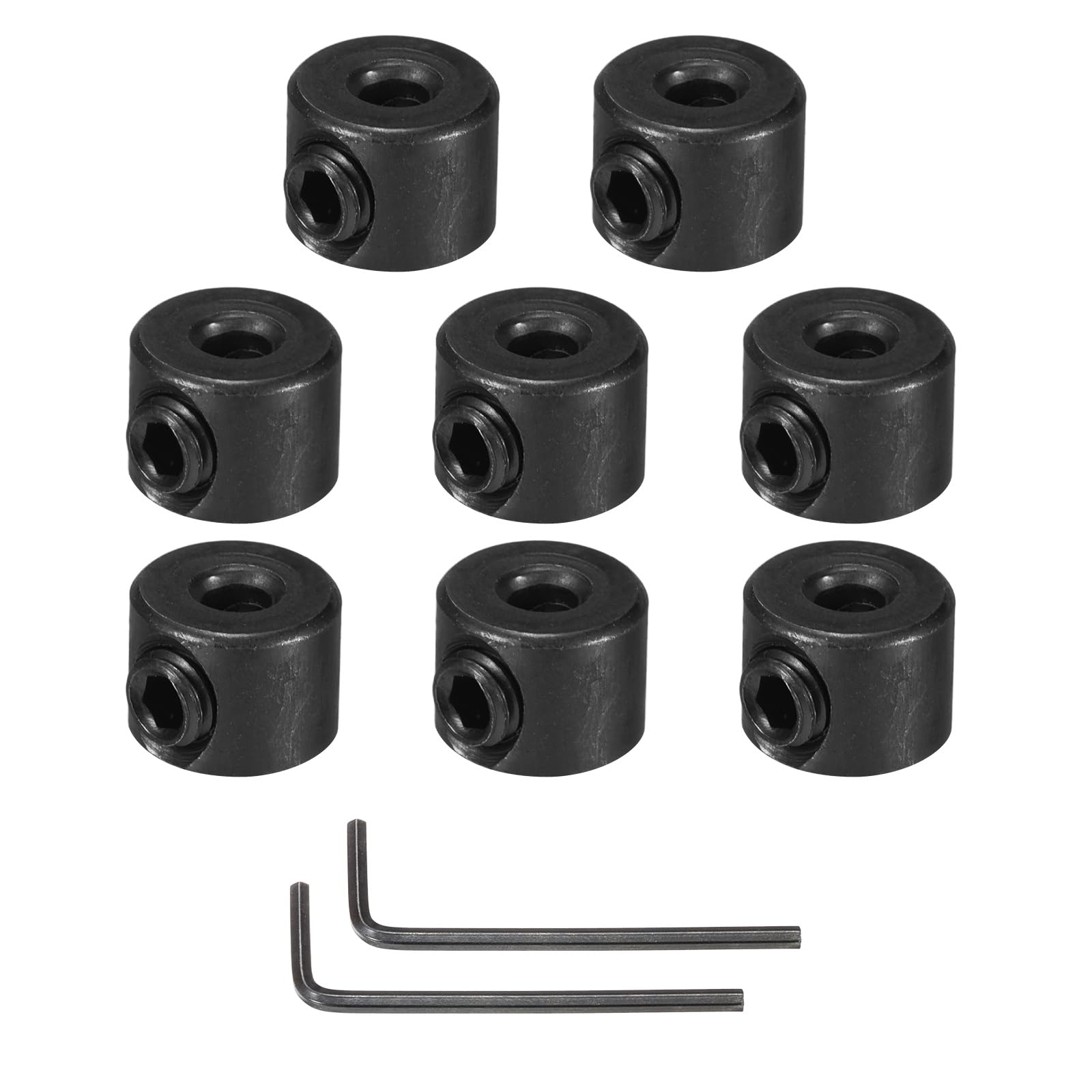 MECCANIXITY Bore 3 mm Shaft Collar 11 mm OD 8 mm Thickness Carbon Steel Landing Gear Stopper Wheel Collar with Set Screw & 2 Hex Wrench for Machine Tools Industry (Black, Pack of 8)