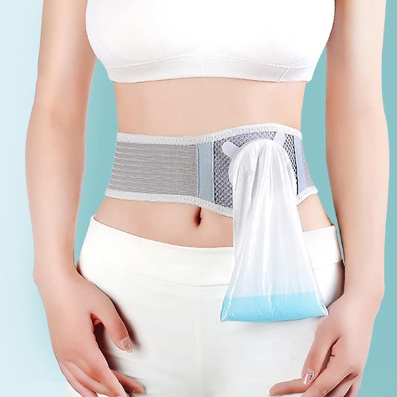 Stoma Gürtel für Männer und Frauen, Stomabeutel mit Zuschneidbarer Öffnung, Diskreter Bauchbandage mit Transparenten Beuteln für Kolostomiepatienten(M)