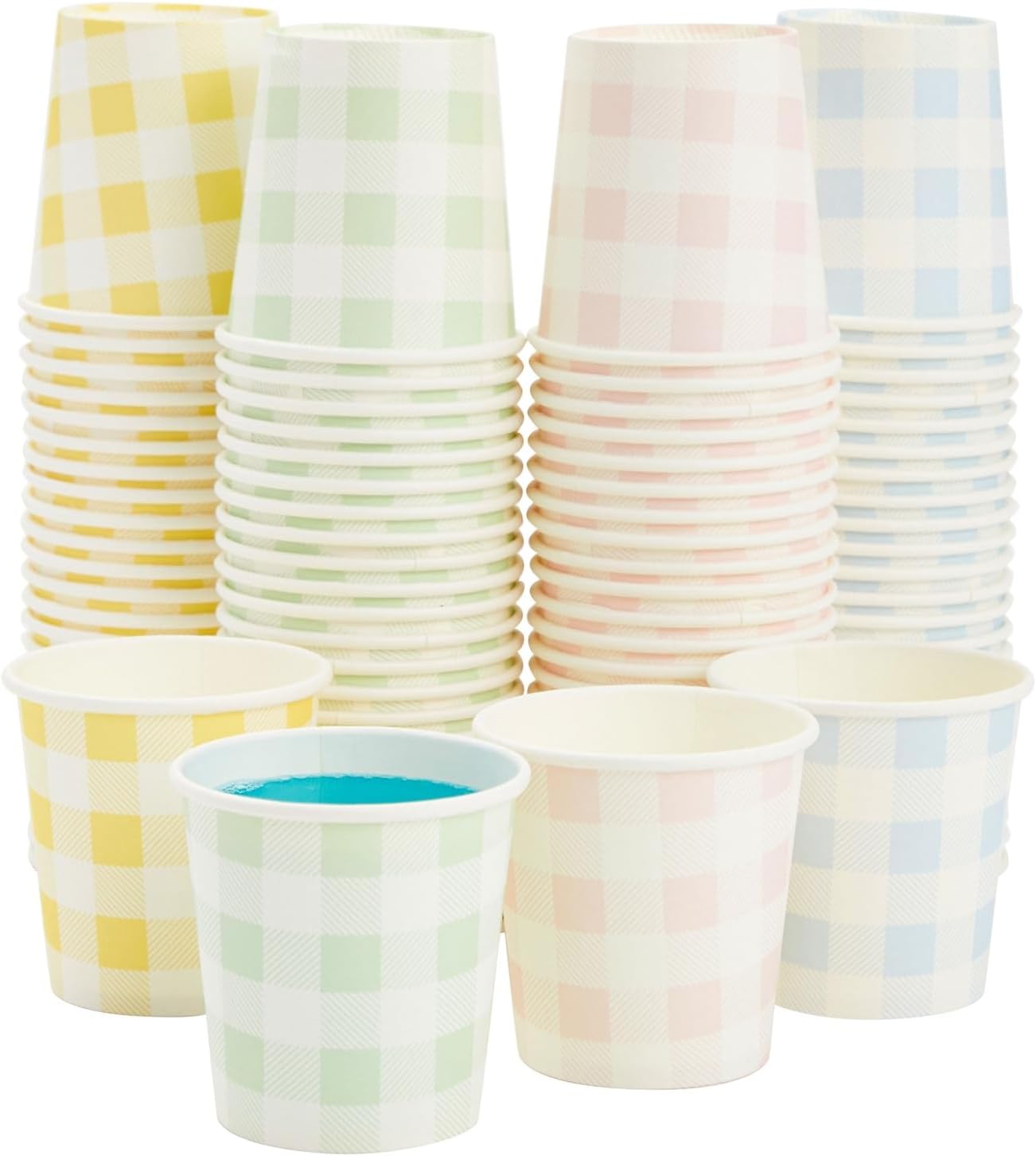 Sparkle and Bash Gingham Cups - 100 Pack, 4 oz, Pastel Gingham - Mini Disposable Paper Cup for Espresso Shots - Pastel Disposable Coffee Cups - Image 8
