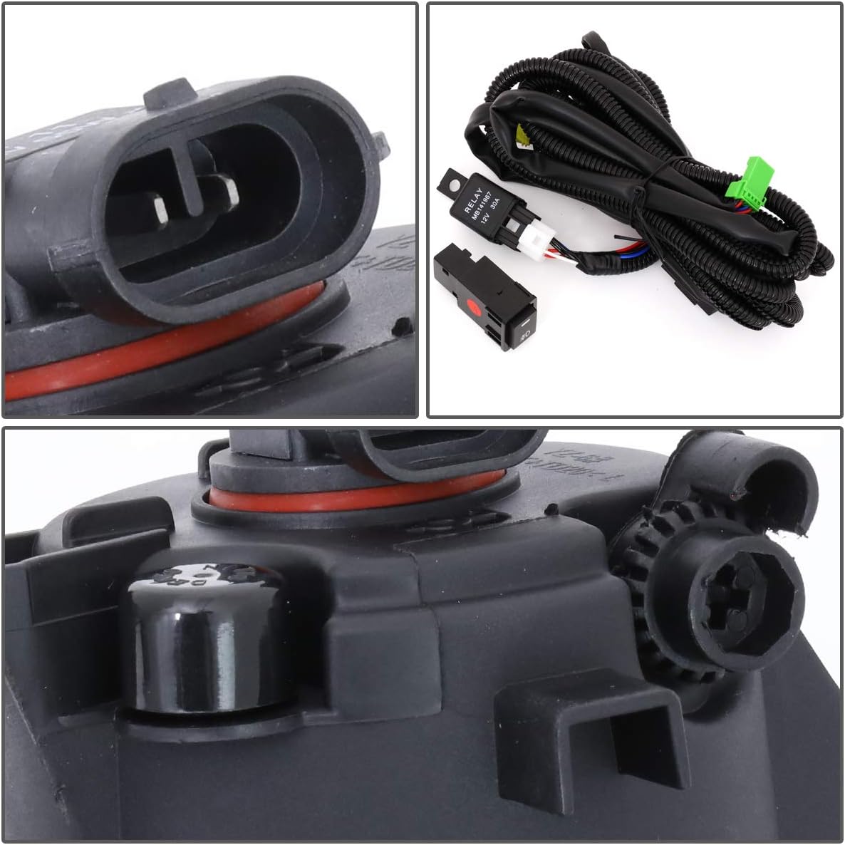 Auto Dynasty Fog Lights Assembly Compatible with 2016-2018 Nissan Altima 4 Door, Fog Lamp Replacement, with Black Trim Bezel Cover and Switch, Driver Passenger Side, Clear Lens