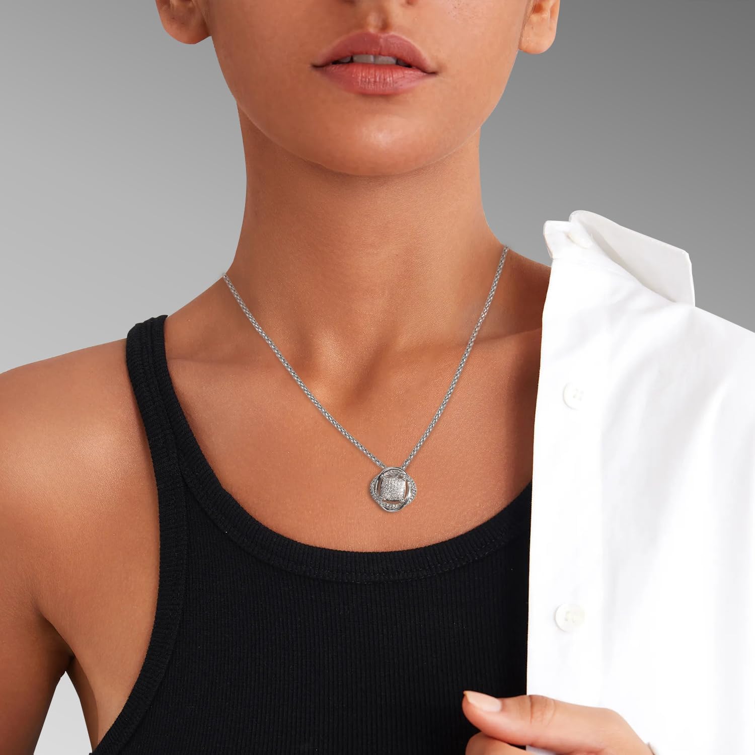 Designer Iced Out Pendant Necklace for Women Wheat Chain Lines Cubic Zirconia Necklace Jewelry Gift - Image 3