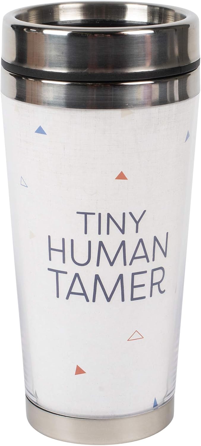 Super Cheap 🛒 Tiny Human Tamer Geometric Cream 16 Ounce Stainless Steel Travel Mug Tumbler With Lid
