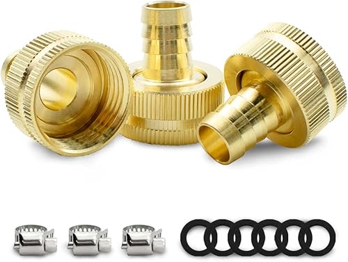 SANATO 3 piezas de latón conector de reparación de extremo de manguera de jardín, 38 pulgadas de púa x 34 pulgadas hembra GHT accesorios de rosca