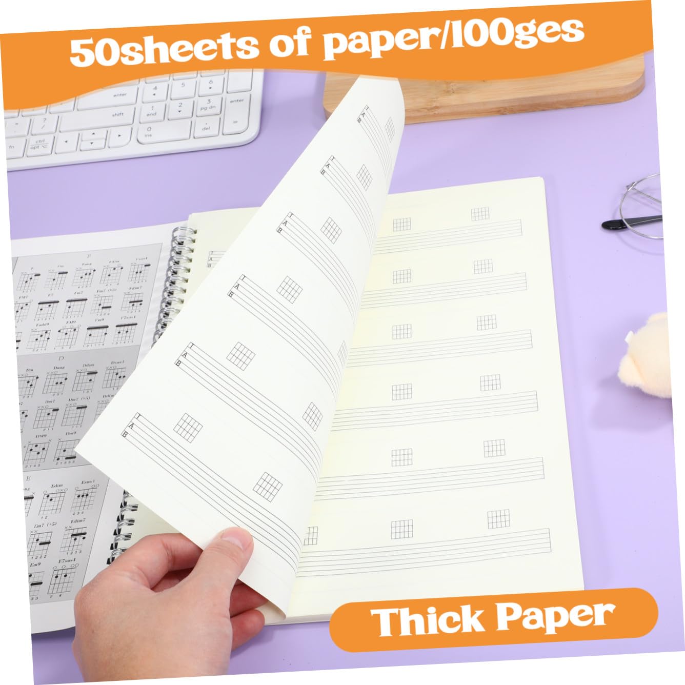 Alasum Sheet Tab Note Notebook Lapboard with Music Staff Music Notebook Piano Keyboard Poster Guitar Chord Trainer Bass Chords Poster Manuscript Paper Notebook Dry Erase Piano Pp Black