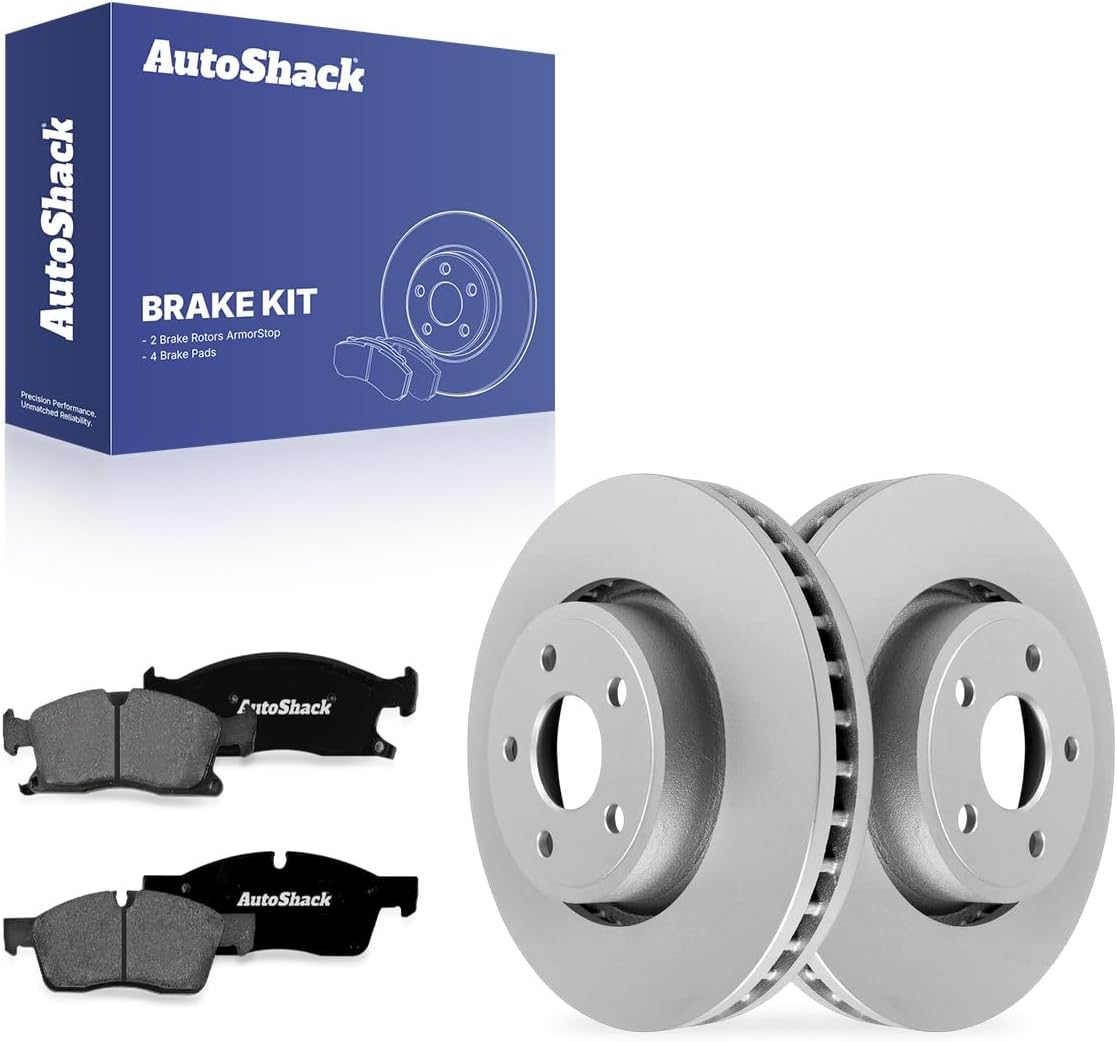 AutoShack Front Vented Coated Brake Rotors + Premium Ceramic Pads 6-PC Brake Kit Replacement for 2011-2017 Jeep Grand Cherokee 2011-2016 Dodge Durango ArmorStop 13.78" (350 mm)