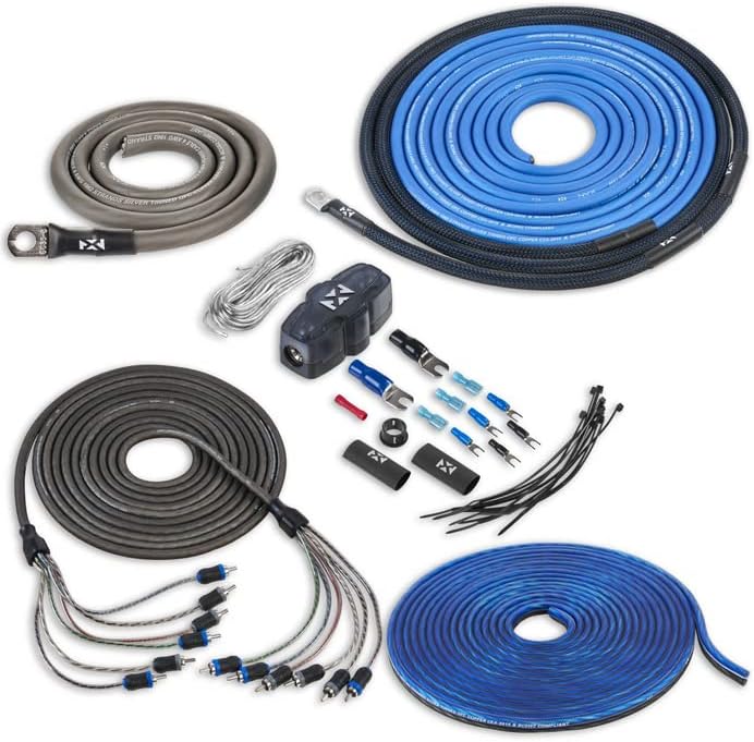Kit de instalación, amplificador de auto, de 4 calibres, 100% cobre NVX Audio con canal RCA, hasta 1000W RMS, 5-6 canales