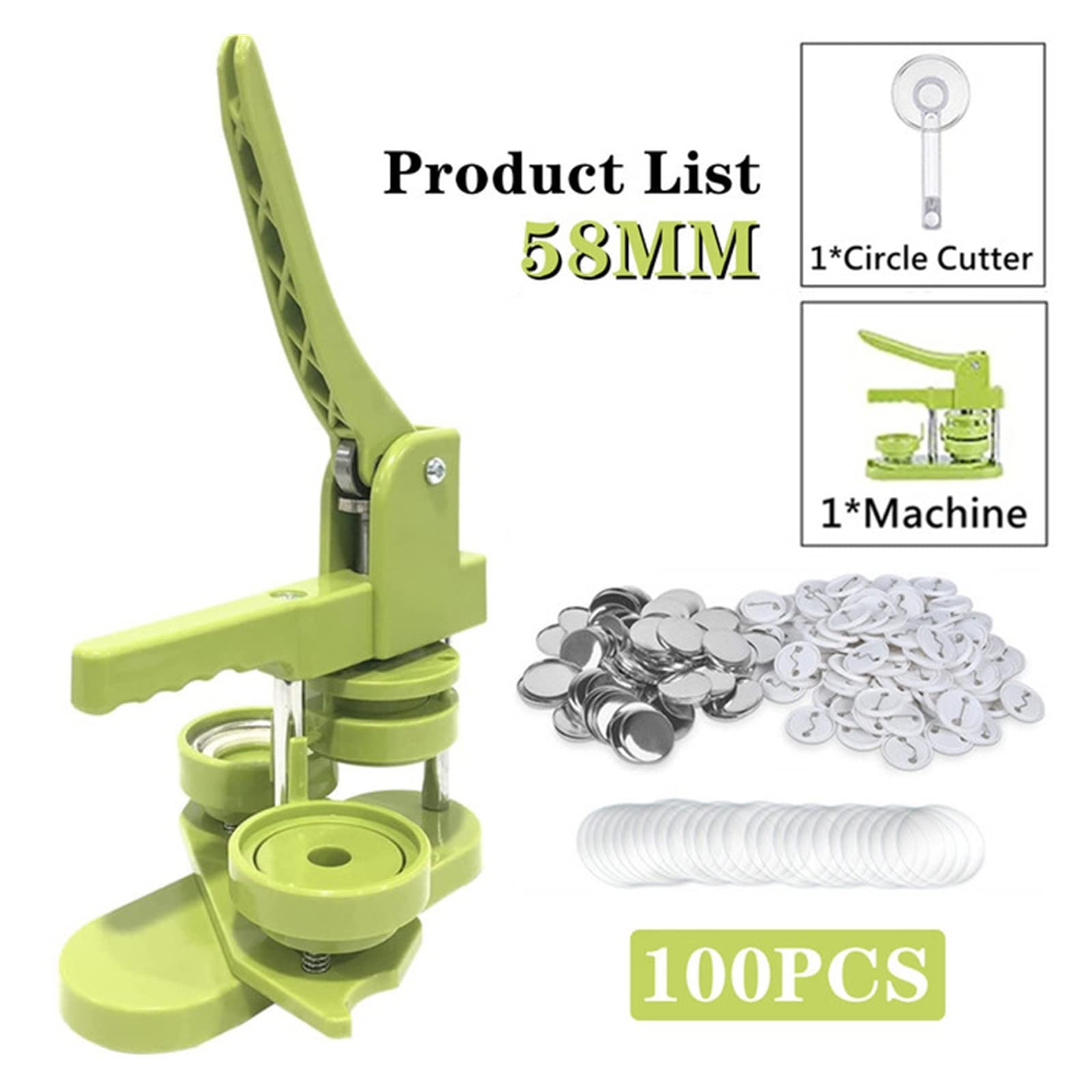 Twórca guzików, Maszyna Do Robienia Guzików Różne Rozmiary Bezmontażowa Prasa Plakietek DIY Z Częściami Akcesoria Wycinania Kółek, na prezent Pin Maker(32mm Package)