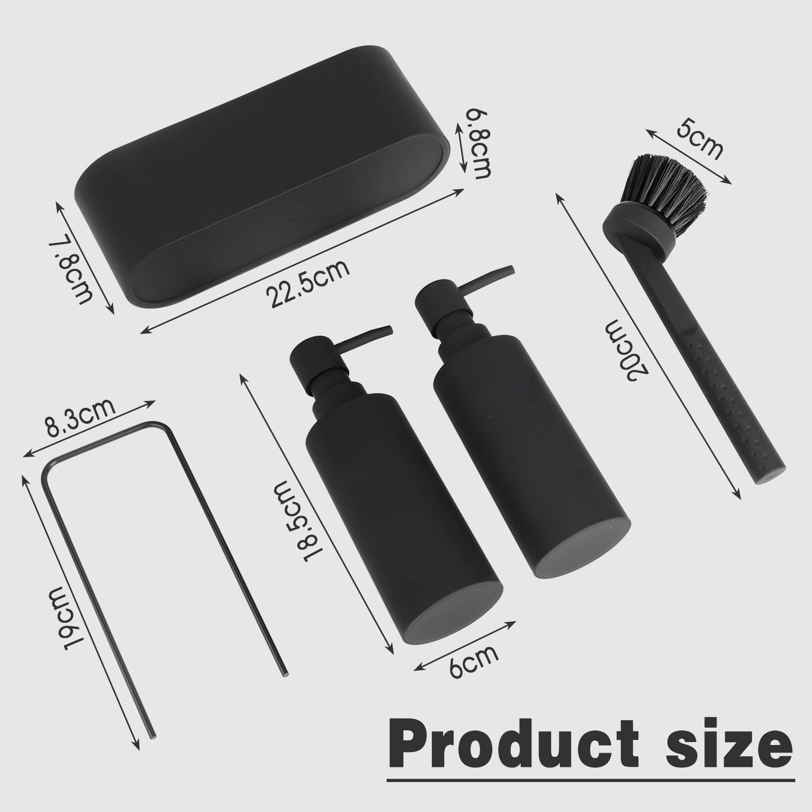 CAUTIOUS Porta Spugne Lavello Cucina, Dispenser Sapone Cucina Nero 4 in 1, Porta Spugne Lavello con Portasciugamani Dispenser di Detersivo Ricaricabil, Dispenser Detersivo Piatti per Cucine e Bagni