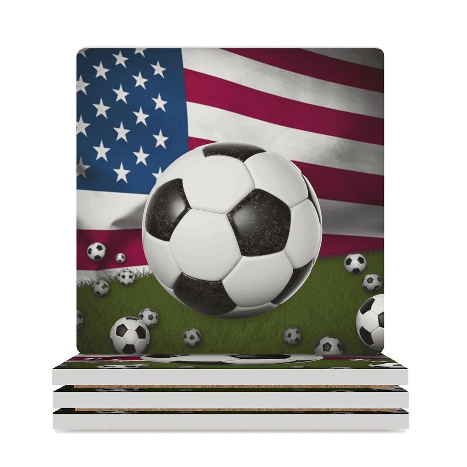 Dessous de verre drapeau américain protège table basse réutilisable et lavable