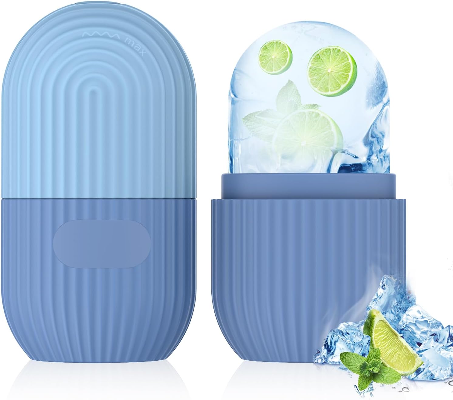 Ice Roller for Face and Eye, Silicone Ice Facial Roller Ice Holder, Face Ice Mold Skin Care, Face Icers Reusable Ice Cube Roller for Shrink Pores Anti Wrinkle Reduce Puffiness, Blue