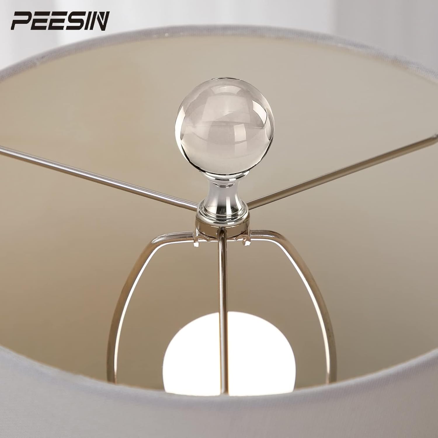 【2 Pack】PEESIN Lamp Finials, 1/4-27 Inch Threaded Base Glass Ball Lamp Finials Decorative, Finials for Lamps with Chrome Base, Lamp Shade Screw Cap for Table or Floor Lamps