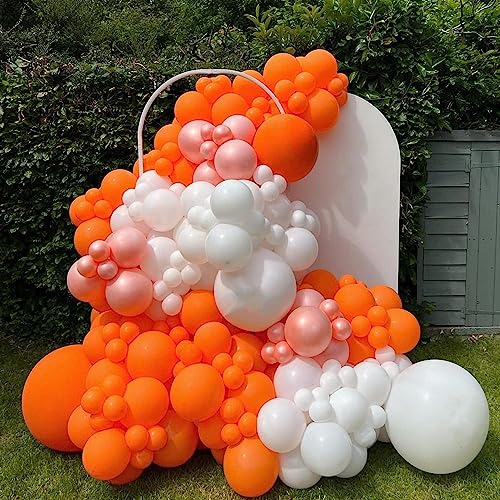 140Pcs Bright Orange Balloons Orange Balloon Garland Arch Kit 5/10/12/18 Inch Matte Latex Orange Balloons Different Sizes as Baby Shower Birthday Balloons Halloween Thanksgiving Party Fall Decorations