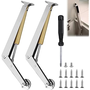 Lid Support Hinges Gas Pressure Damper Gas Lift 150N Flap Holder Flap Fitting Flap Support Lid Support Hinge Folding Hinge for Kitchen Door Wardrobe Pack of 2