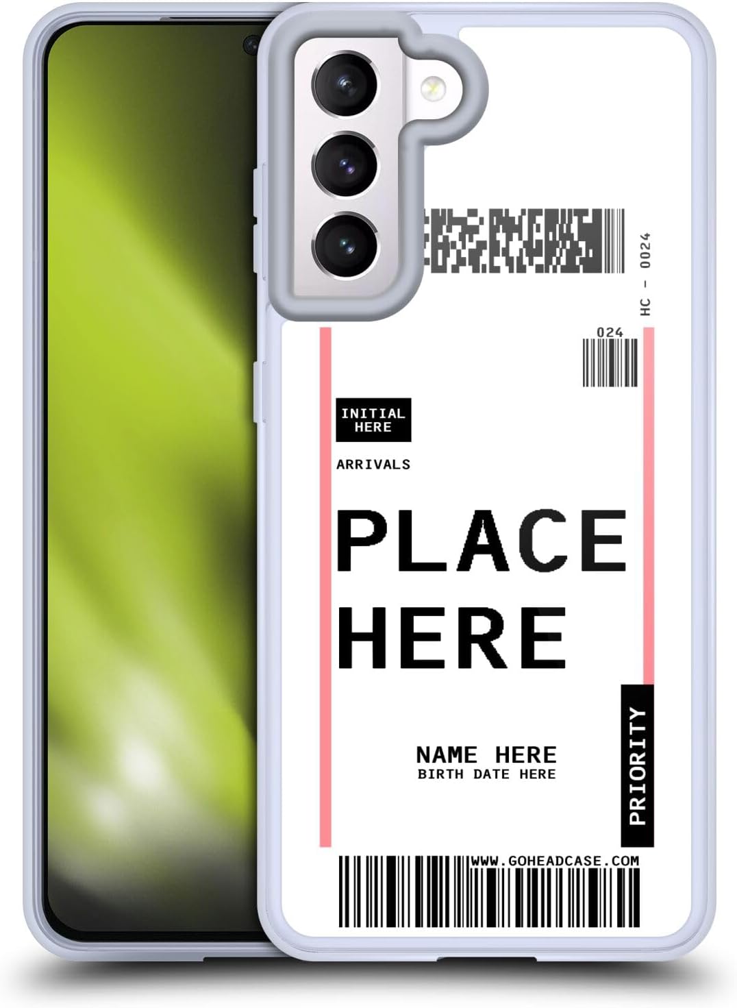 Custom Customized Personalized Luggage Tags Army Green Soft Gel Case [Military Grade Protection] Compatible with Samsung Galaxy S21 5G