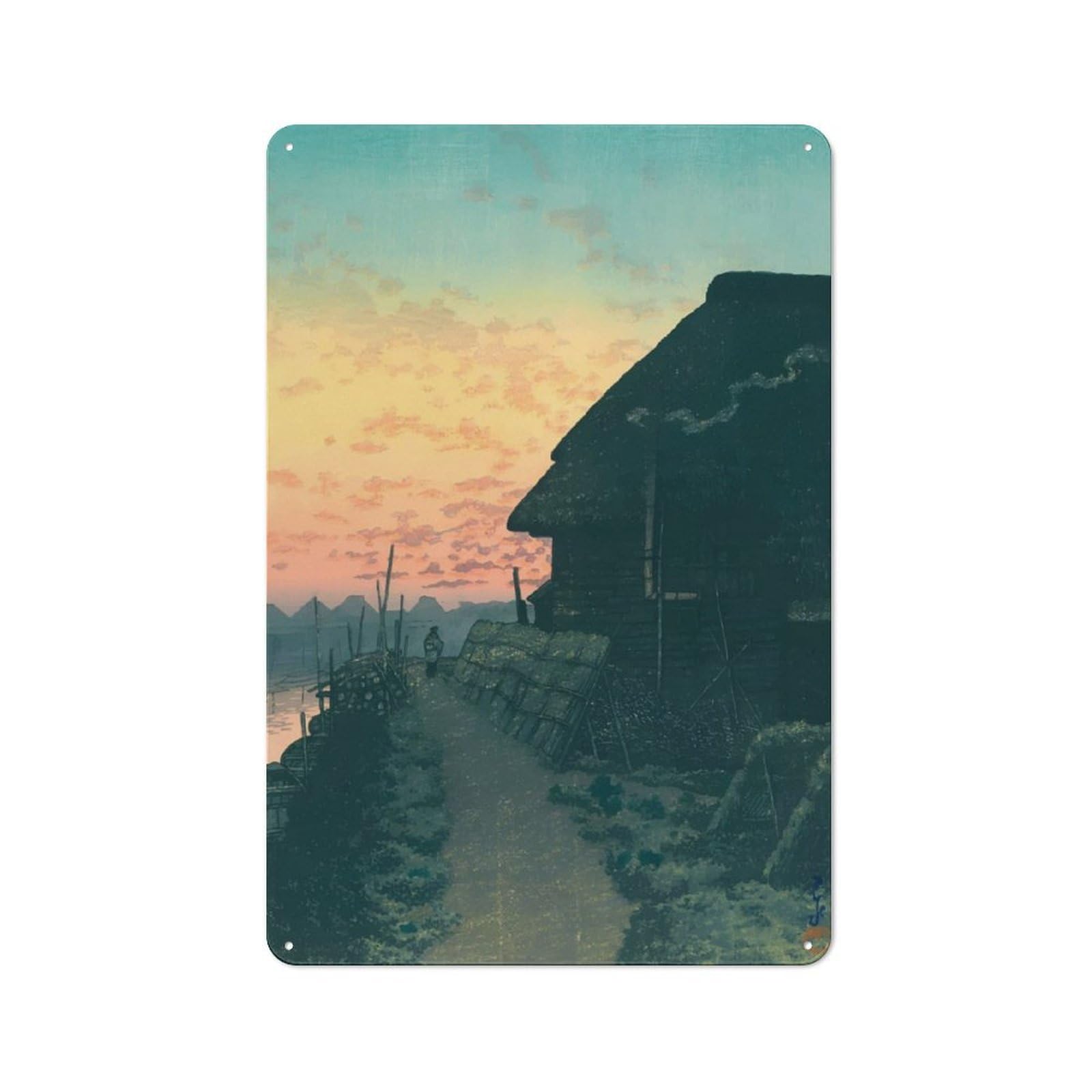 Junmoney Sunset Landscape Vintage Tin Sign 30X20cm For Guest Room Or Hallway, Suited To Home Decor Collectors