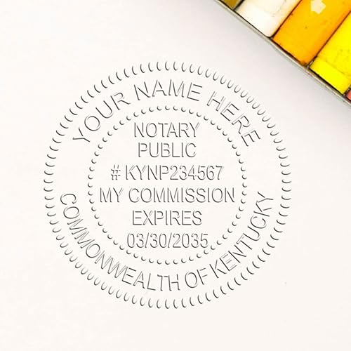 Miniatura 8 de Sello de notario rosa para Kentucky, alcance de sello de 1-12 pulgadas, impresiones nítidas, portátil y fácil de usar, sello de notario KY, mango de