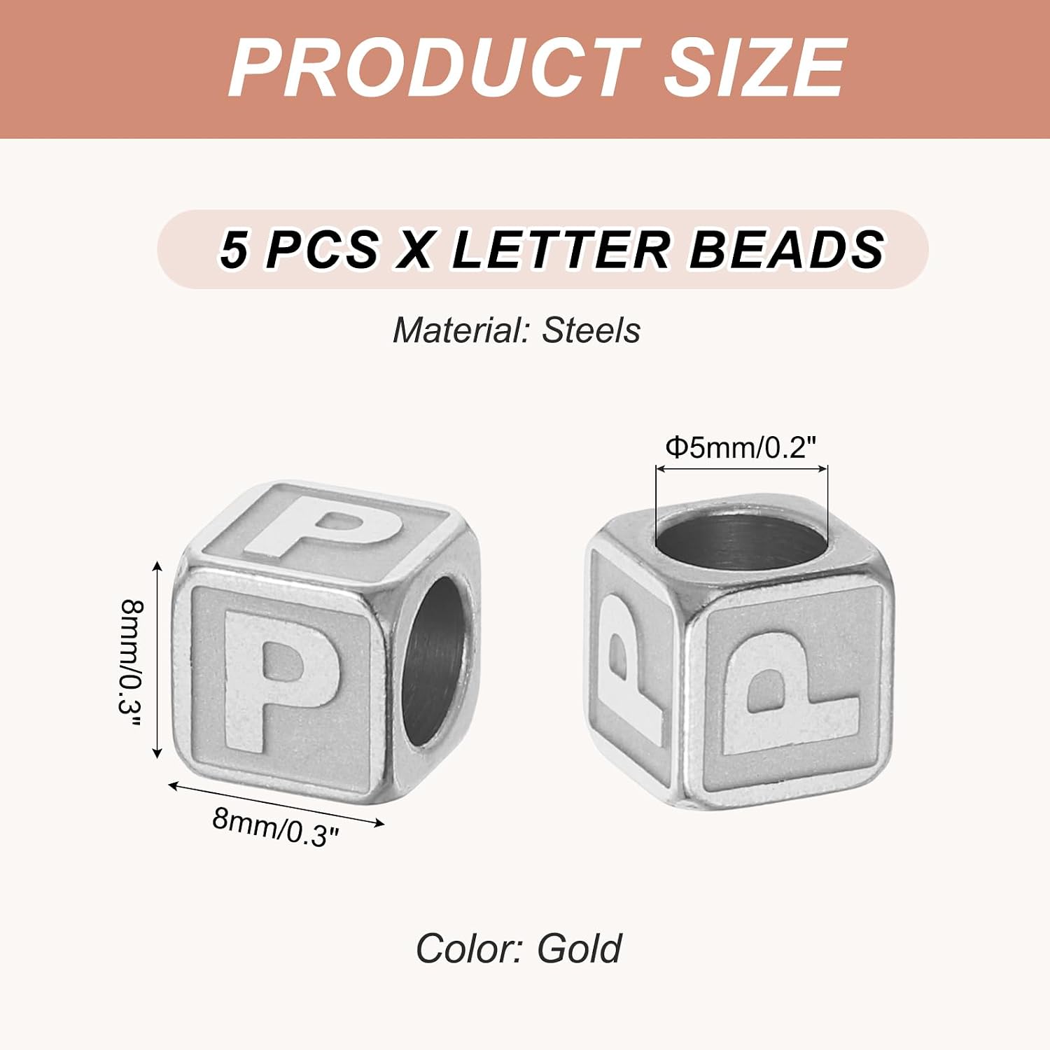 PATIKIL Steels Letter Beads, Large Letter Charms for Bracelets Necklaces Bag Charms Shoe